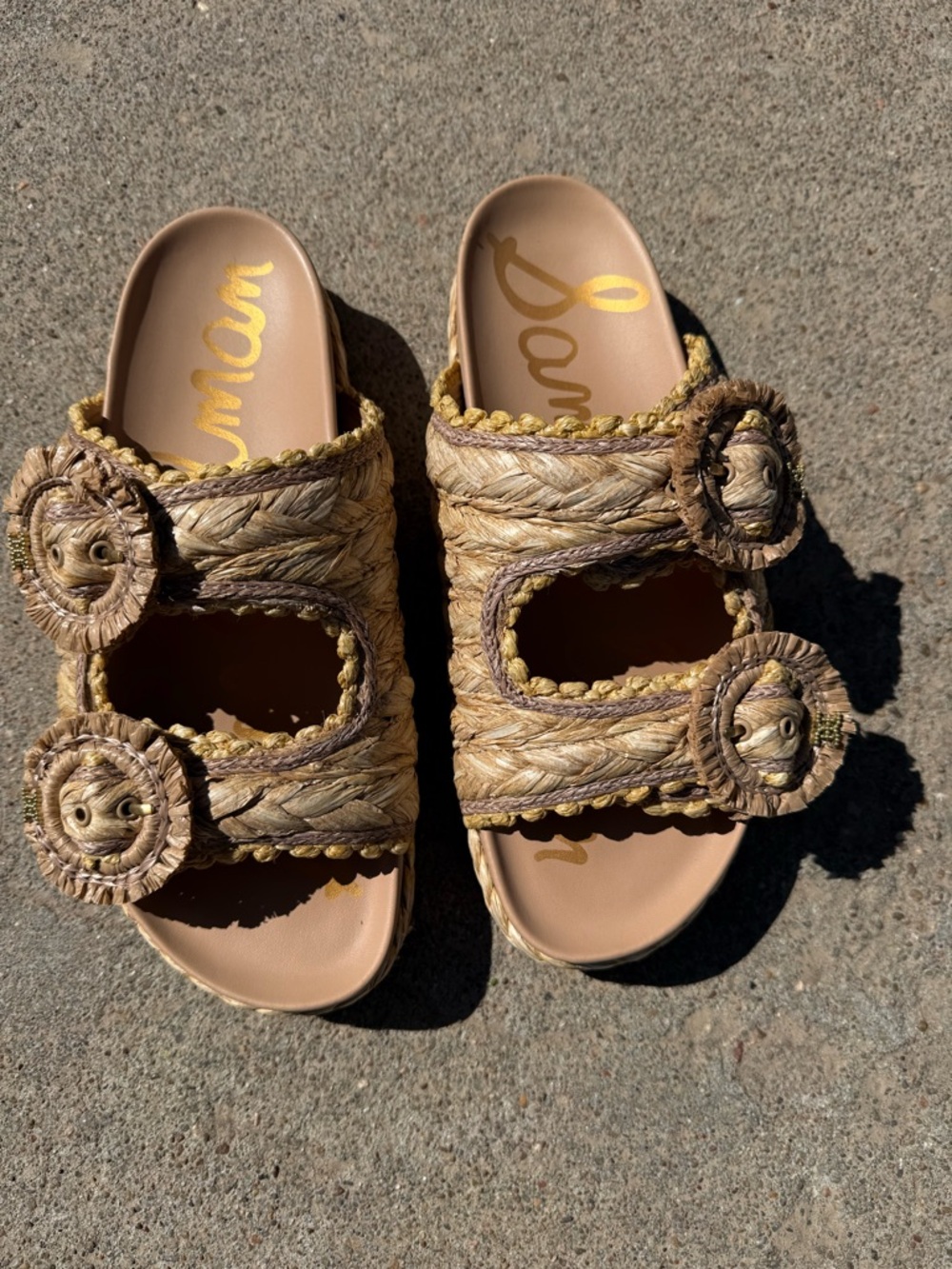 Sam Edelman Reina Woven Double Buckle Slide size 9